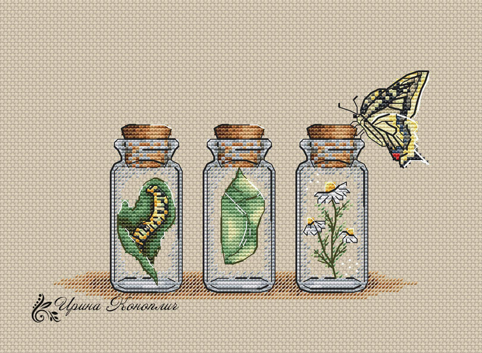 Metamorphosis Bottles on Plastic Canvas - PDF Counted Cross Stitch Pattern - Wizardi