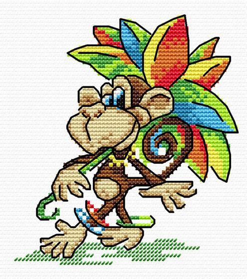 Monkey M-008 / SM-008 Counted Cross Stitch Kit - Wizardi