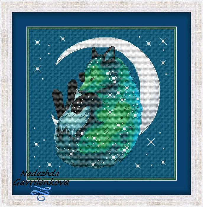 Moon Fox - PDF Counted Cross Stitch Pattern - Wizardi