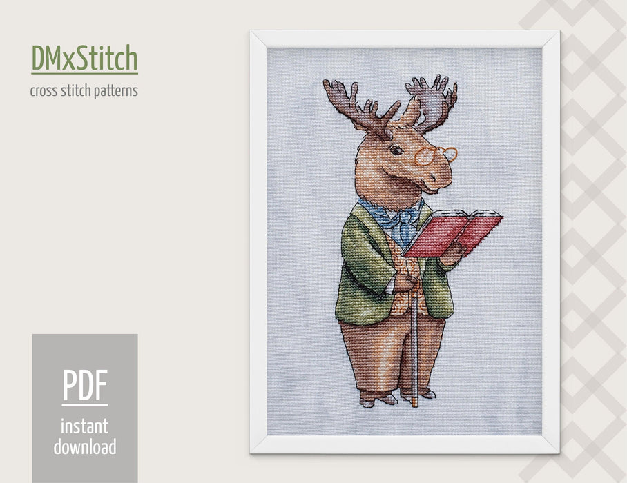 Moose Cross stitch pattern Elk Cross Stitch pdf Modern cross stitch pattern Cute cross stitch Woodland animal cross stitch Forest - Wizardi