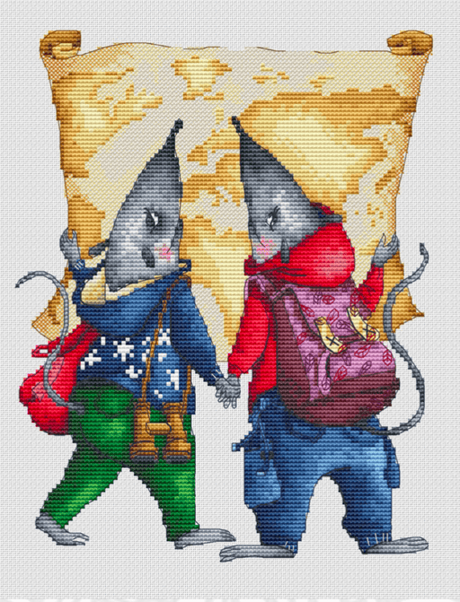 Mouse Travellers - PDF Cross Stitch Pattern - Wizardi