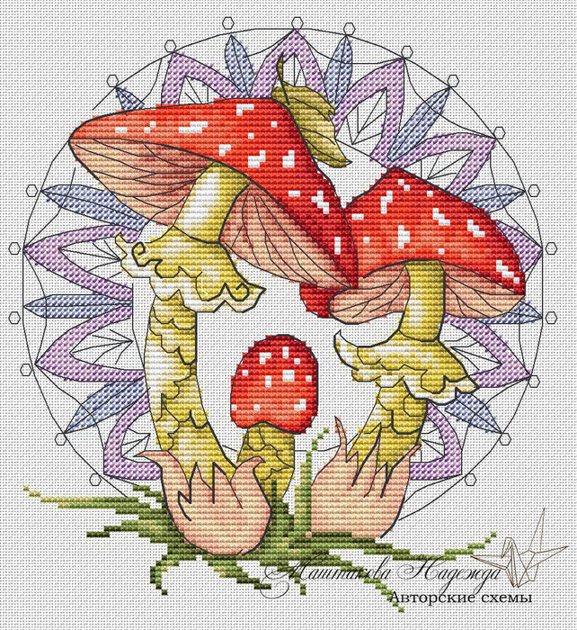 Mushroom. Fly Agarics - PDF Cross Stitch Pattern - Wizardi