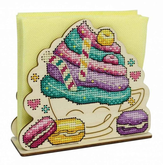 Napkin Holder Cake O-023 Counted Cross Stitch Kit on Plywood - Wizardi