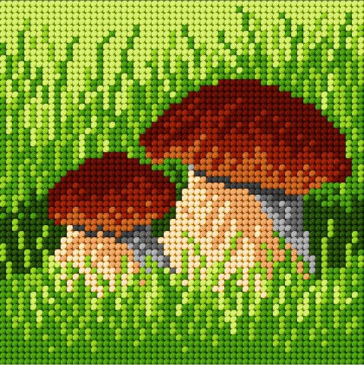 Needlepoint canvas for halfstitch without yarn Mushrooms 1838D - Printed Tapestry Canvas - Wizardi