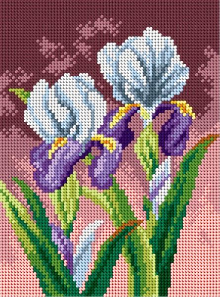 Needlepoint canvas for halfstitch without yarn Spring Irises 2595F - Printed Tapestry Canvas - Wizardi