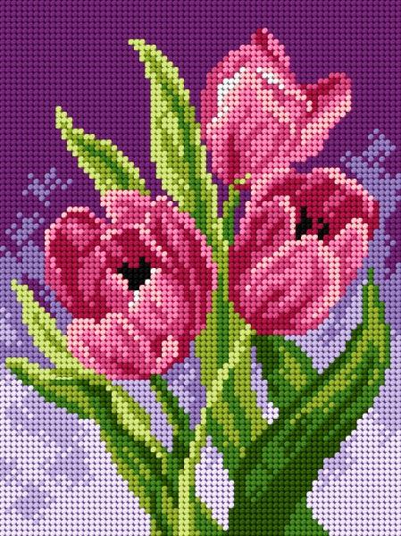 Needlepoint canvas for halfstitch without yarn Tulip 2596F - Printed Tapestry Canvas - Wizardi