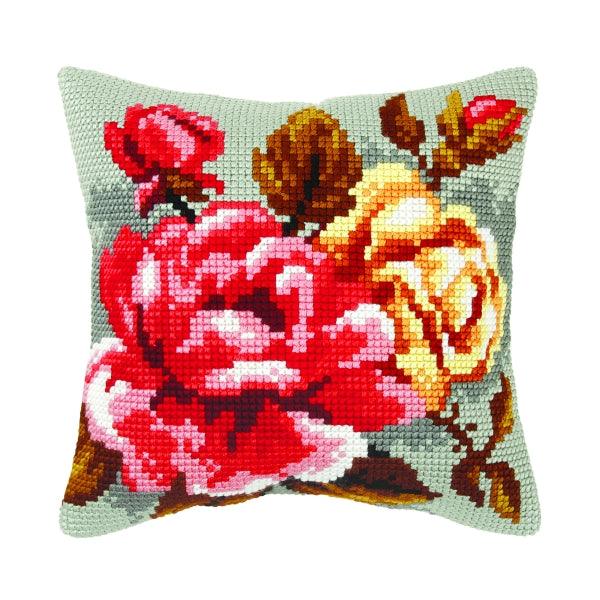 Needlepoint Cushion Kit "Roses on the grey background" 9356 - Wizardi