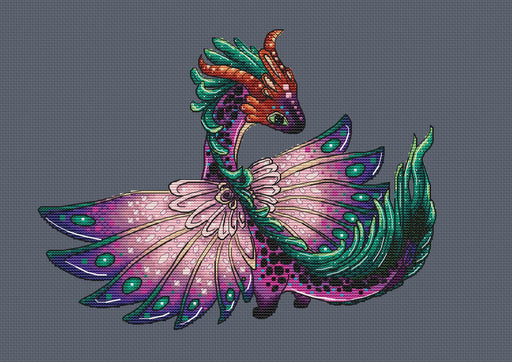 Neon Dragon - PDF Cross Stitch Pattern - Wizardi