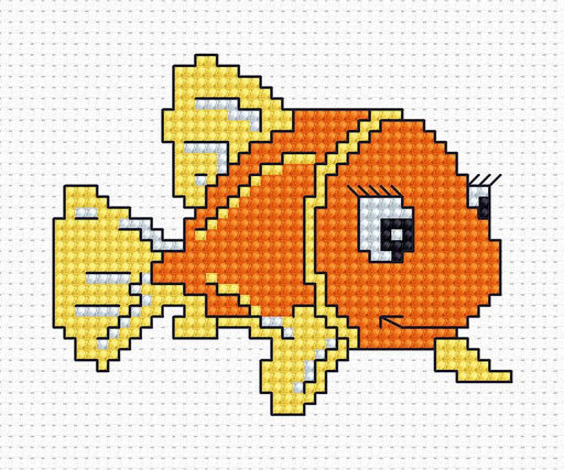 Orange Fish B081L Counted Cross-Stitch Kit - Wizardi