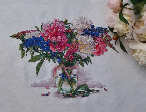 Peonies Cross stitch pattern Flower Cross Stitch pdf Modern cross stitch pattern Floral cross stitch Counted cross stitch Still life - Wizardi