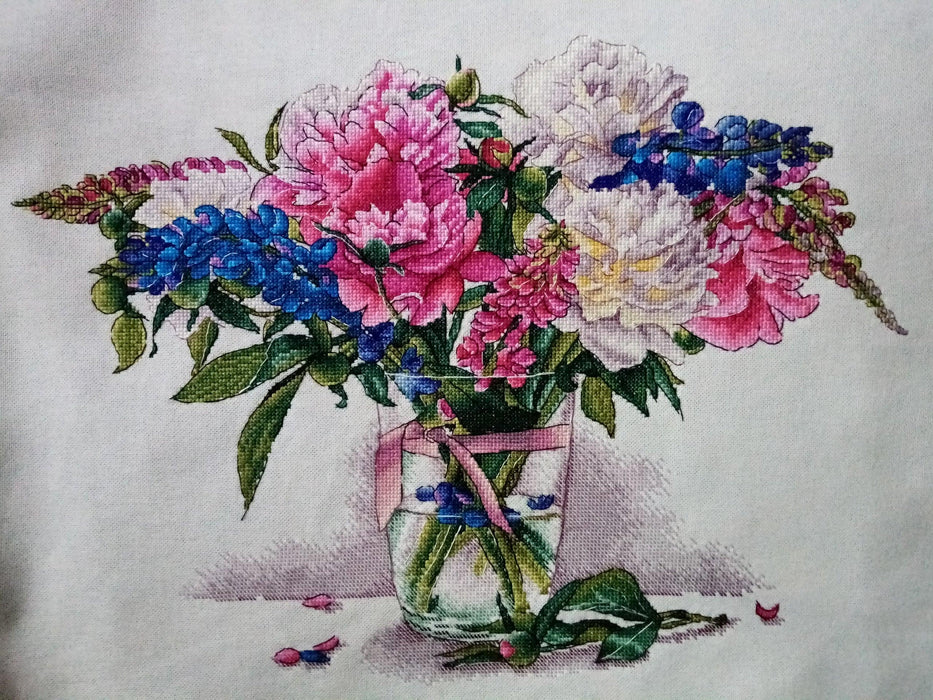 Peonies Cross stitch pattern Flower Cross Stitch pdf Modern cross stitch pattern Floral cross stitch Counted cross stitch Still life - Wizardi