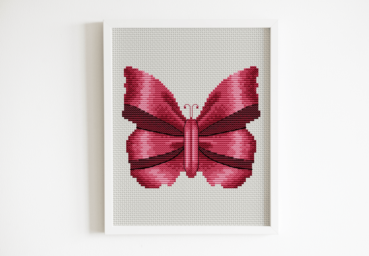 Pink Butterfly - Free PDF Cross Stitch Pattern - Wizardi