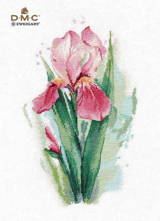 Pink iris 1424 Counted Cross Stitch Kit - Wizardi