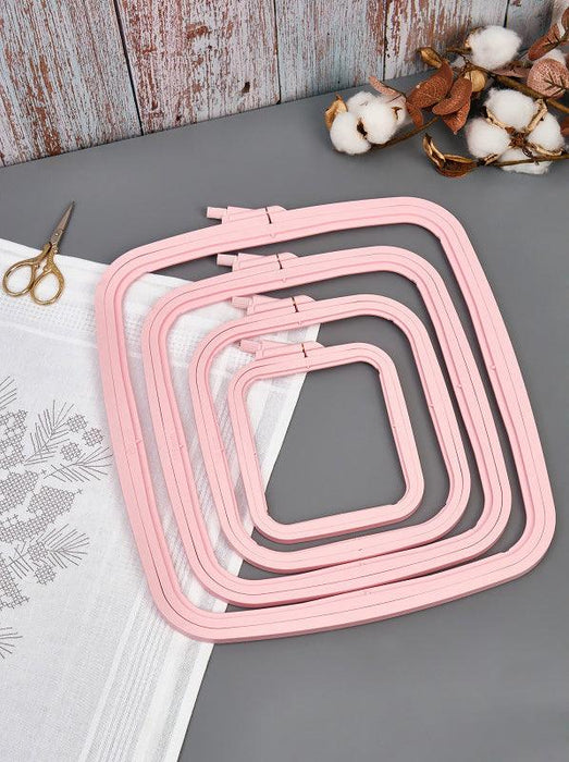 Plastic Square Hoop Nurge 170-13 Pastel Pink - Wizardi