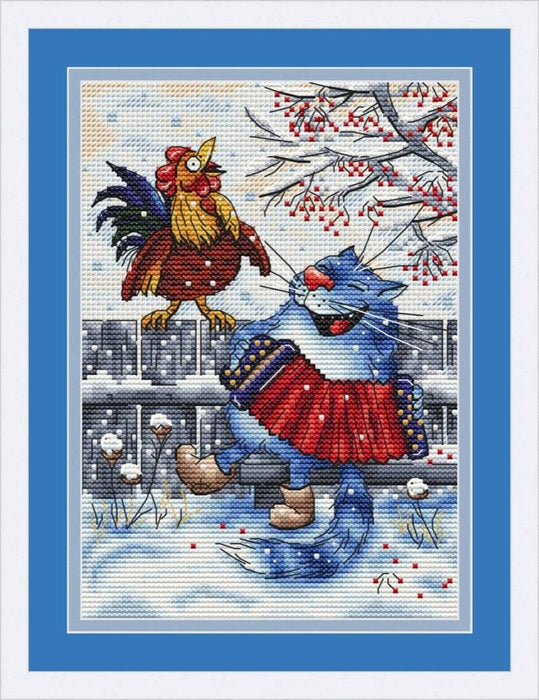 Play Music with Blue Cats - PDF Cross Stitch Pattern - Wizardi