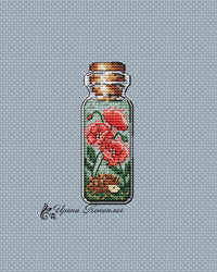 Poppies Bottle on Plastic Canvas - PDF Counted Cross Stitch Pattern - Wizardi
