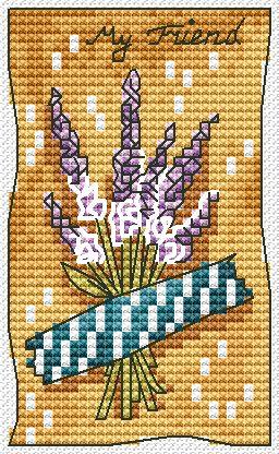 Postcard with Lavender - PDF Cross Stitch Pattern - Wizardi