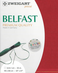 Precut Zweigart Belfast 32 count Christmas Red 3609/954 - Wizardi