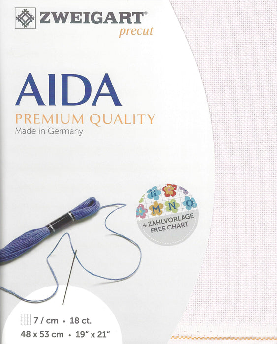 Precut Zweigart Fein-Aida 18 count Dusty Rose 3793/443 - Wizardi