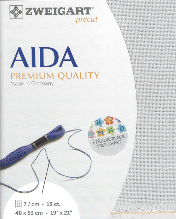 Precut Zweigart Fein-Aida 18 count Pearl Gray 3793/705 - Wizardi