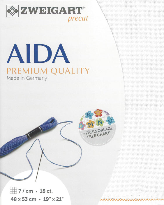 Precut Zweigart Fein-Aida 18 count White 3793/100 - Wizardi