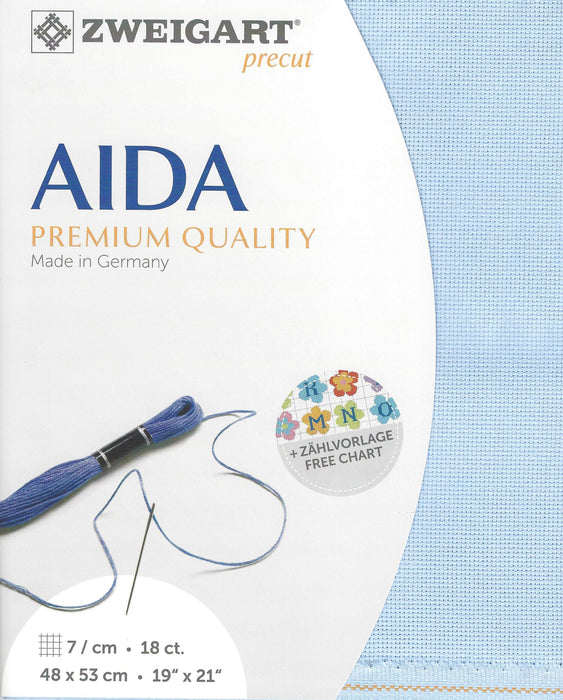 Precut Zweigart Fein-Aida 18 ct. 3793/503 Sky Blue - Wizardi