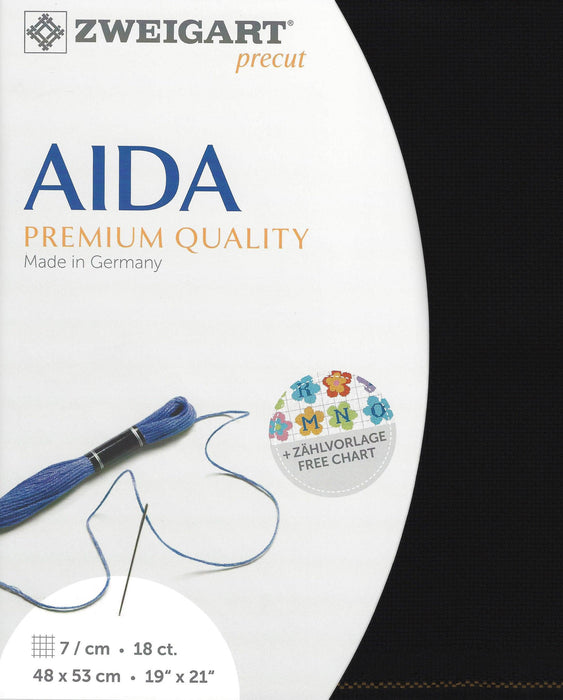 Precut Zweigart Fein-Aida 18 ct. 3793/720 Black - Wizardi