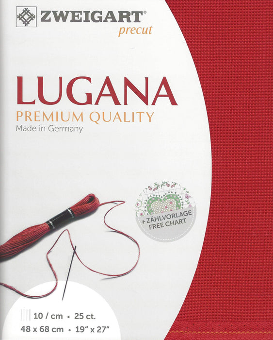 Precut Zweigart Lugana 25 count Christmas Red 3835/954 - Wizardi