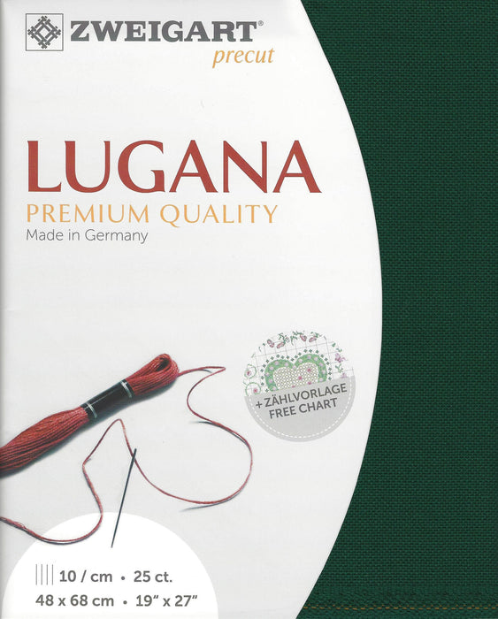 Precut Zweigart Lugana 25 count Forest Green 3835/647 - Wizardi