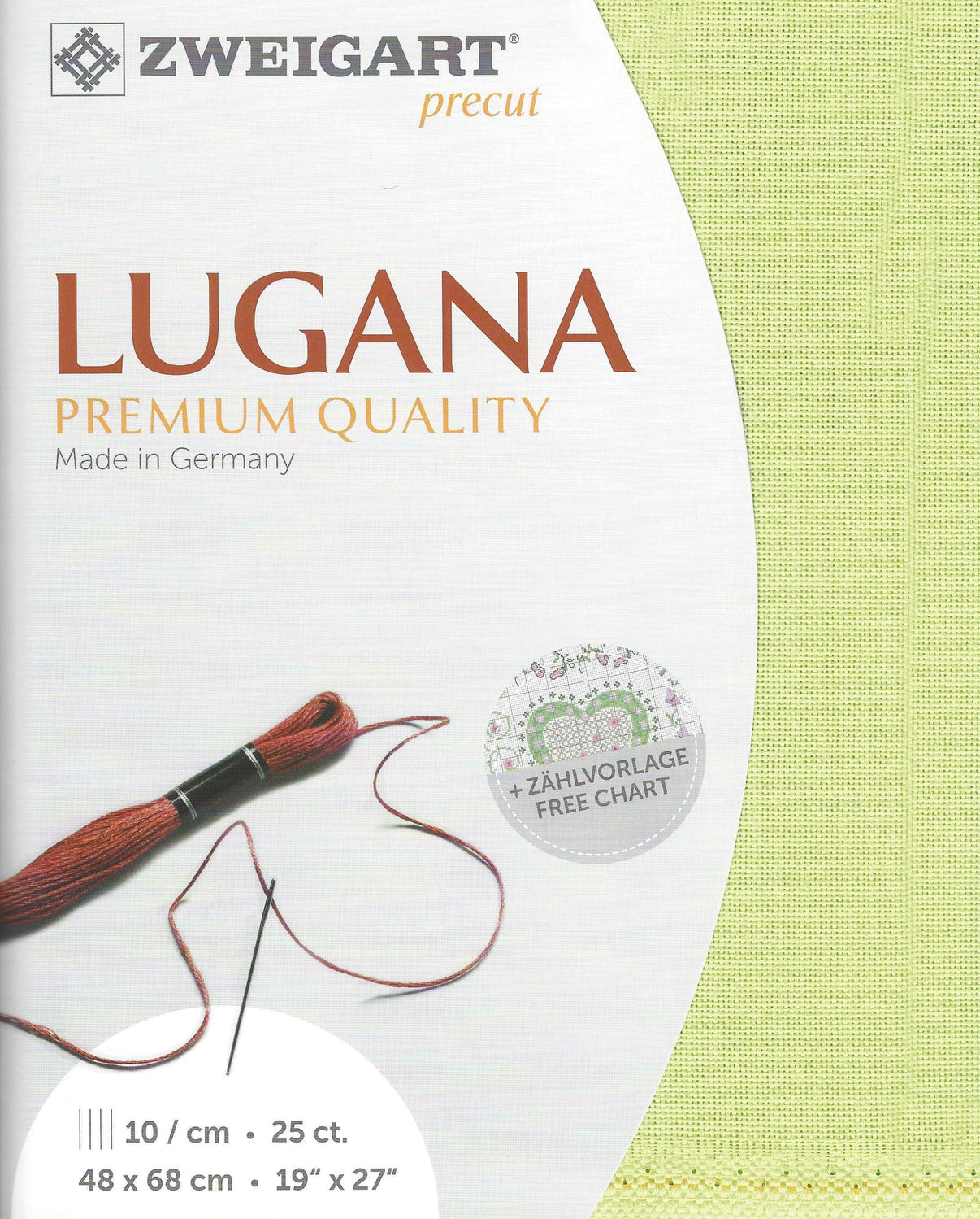 Precut Zweigart Lugana 25 count Lime Green 3835/6140 - Wizardi