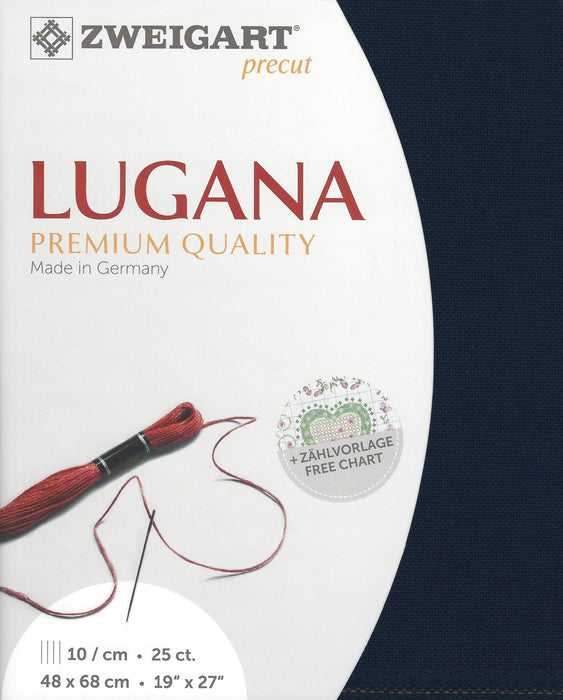 Precut Zweigart Lugana 25 count Navy Blue 3835/589 - Wizardi