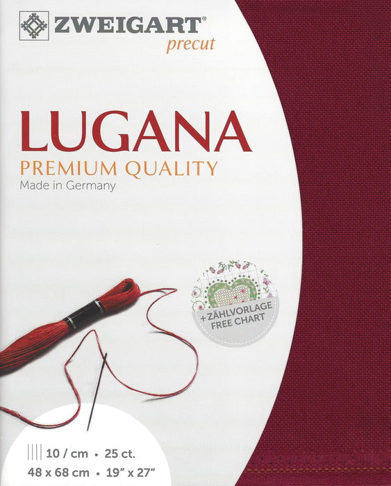 Precut Zweigart Lugana 25 count Victorian Red 3835/906 - Wizardi