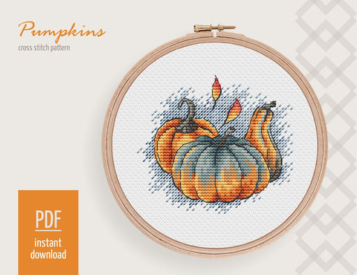 Pumpkins Cross stitch pattern, Cozy Modern Cross Stitch Chart, Autumn cross stitch pattern PDF, DIY wall decor, Fall cross stitch design - Wizardi