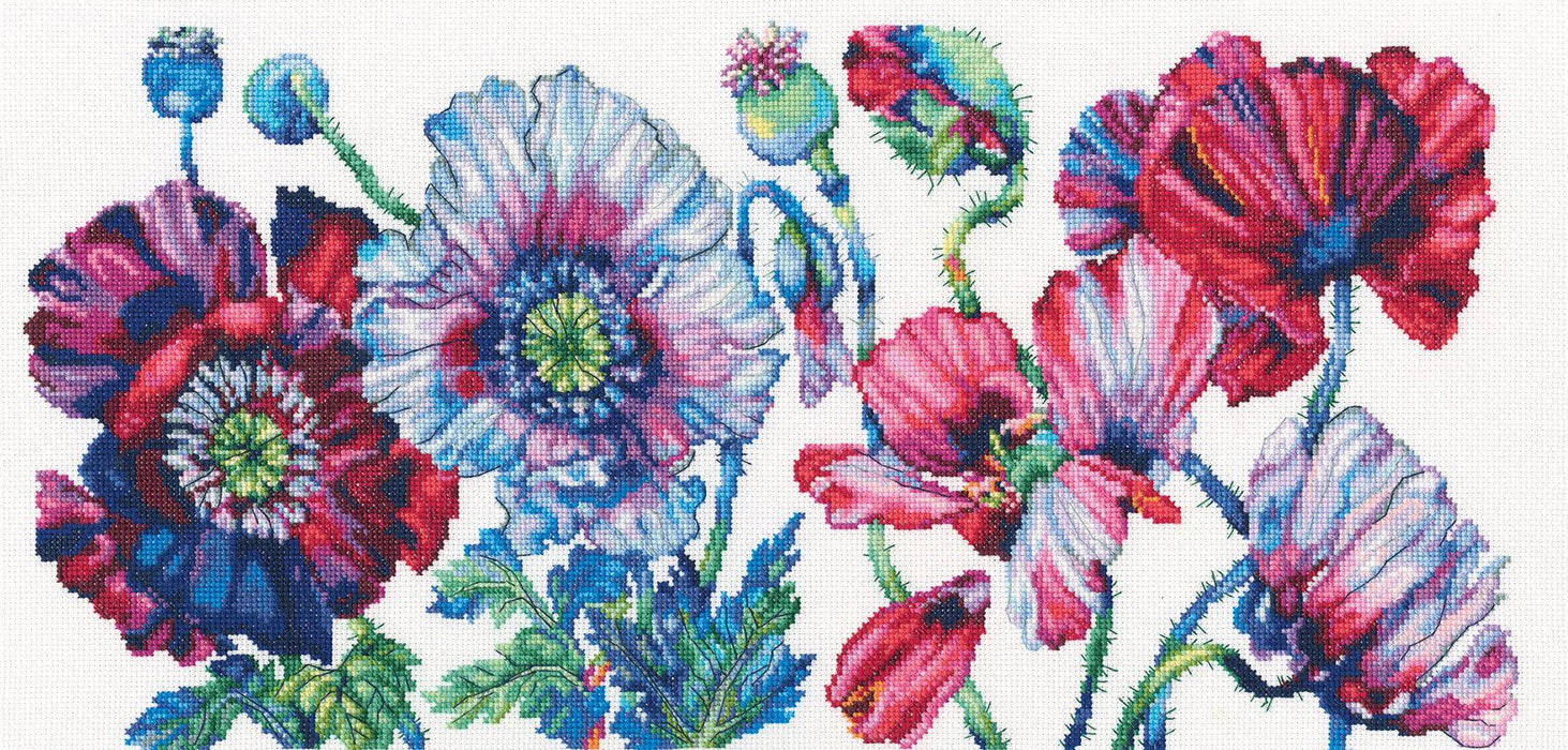 Purple Poppies M604 Counted Cross Stitch Kit - Wizardi