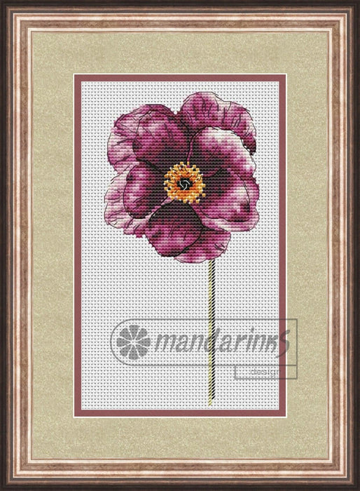 Purple Poppy - Free PDF Cross Stitch Pattern - Wizardi