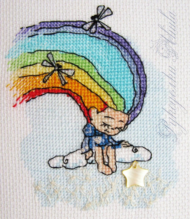 Rainbow Girl Counted Cross Stitch Pattern - Free for Subscribers - Wizardi