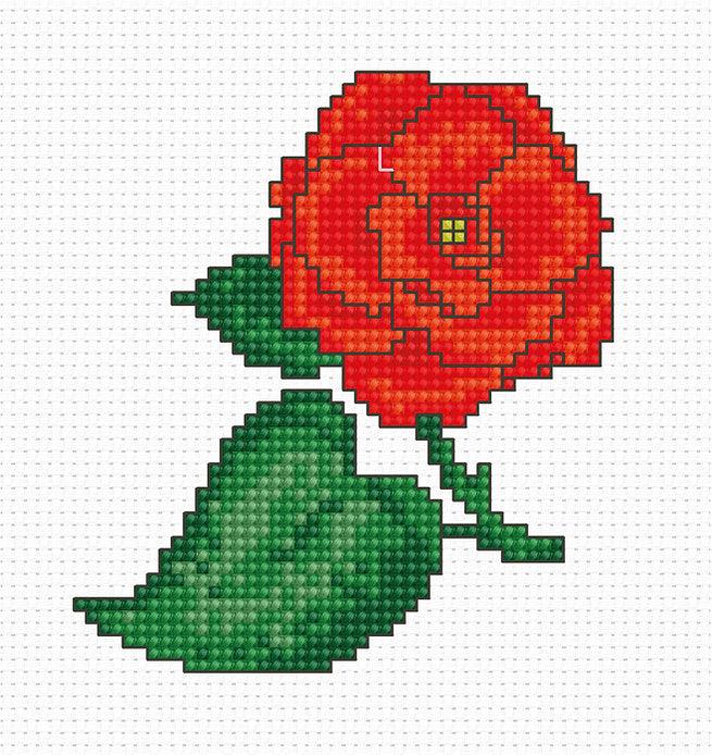 Red Flower B019L Counted Cross-Stitch Kit - Wizardi