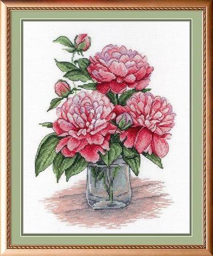 Red Flowers HB-543 / SNV-543 Counted Cross Stitch Kit - Wizardi