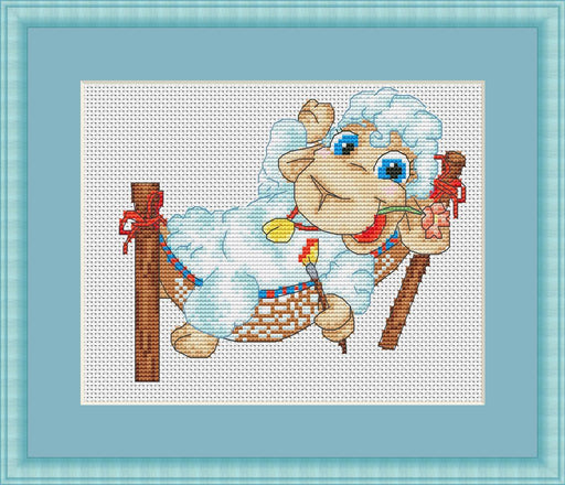 Relaxing Sheep - PDF Free Cross Stitch Pattern - Wizardi