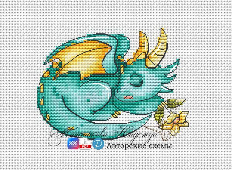 Romantic Dragons. Sweet Dreams - PDF Cross Stitch Pattern - Wizardi