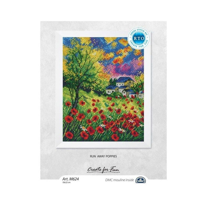 Run away poppies M624 Counted Cross Stitch Kit - Wizardi