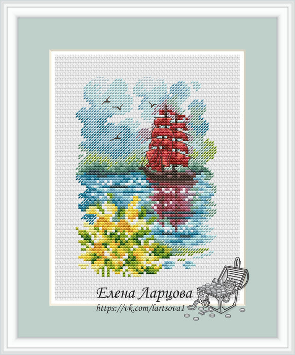 Sailing Ship. Spring - PDF Cross Stitch Pattern - Wizardi