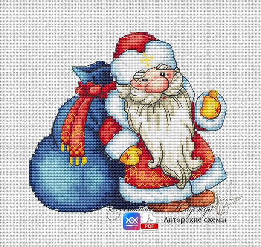 Santa Claus. Bag with Gifts - PDF Cross Stitch Pattern - Wizardi