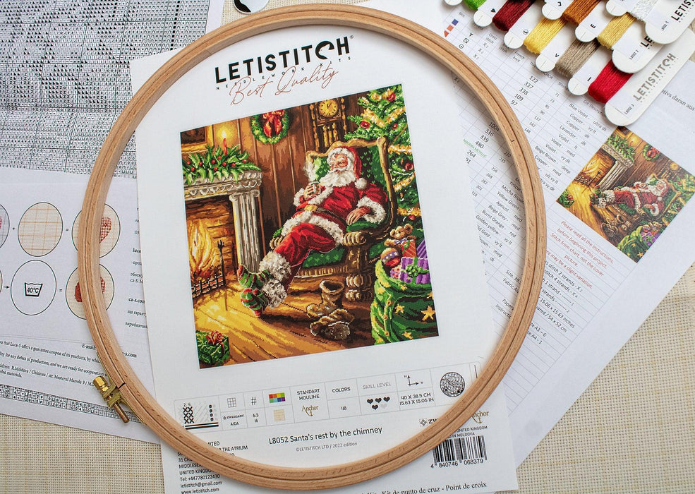 Santa's rest by the chimney L8052 Counted Cross Stitch Kit - Wizardi