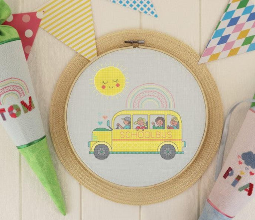 School Bus - PDF Free Cross Stitch Pattern - Wizardi