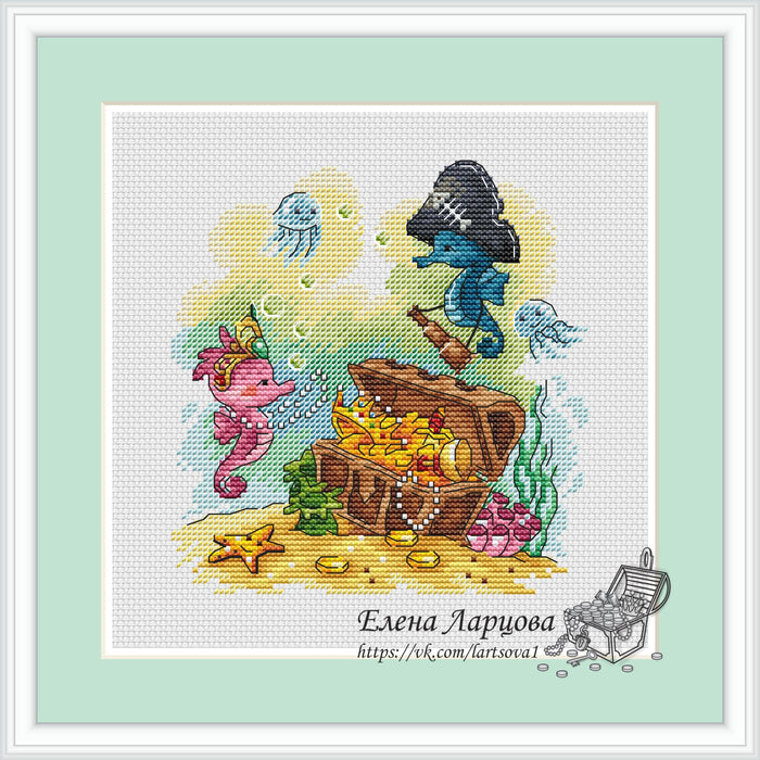 Sea Horses. Treasures - PDF Cross Stitch Pattern - Wizardi