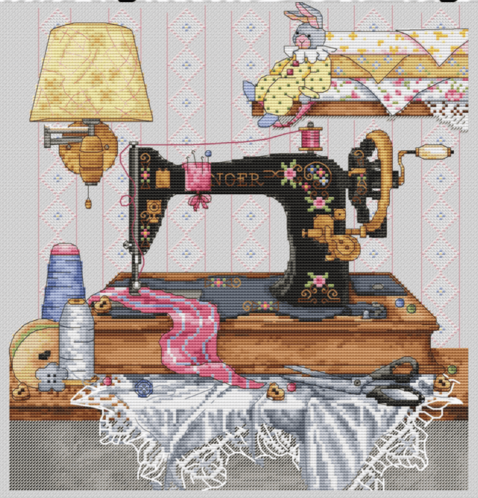 Sewing Machine Singer - PDF Cross Stitch Pattern - Wizardi