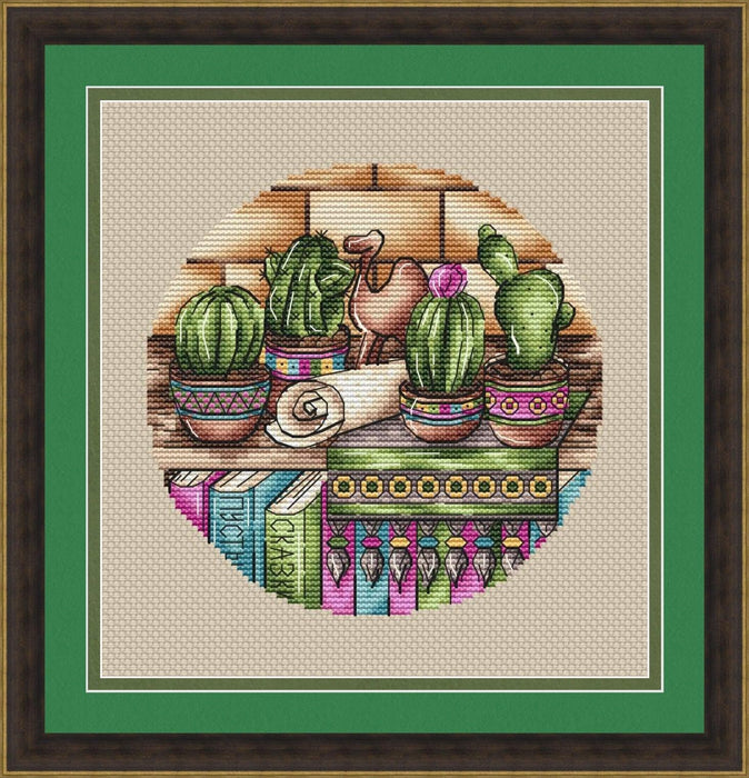 Shelf with Cacti. Succulents - PDF Cross Stitch Pattern - Wizardi