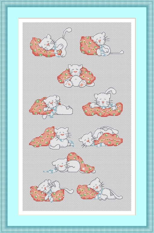 Sleeping Cats - PDF Free Cross Stitch Pattern - Wizardi