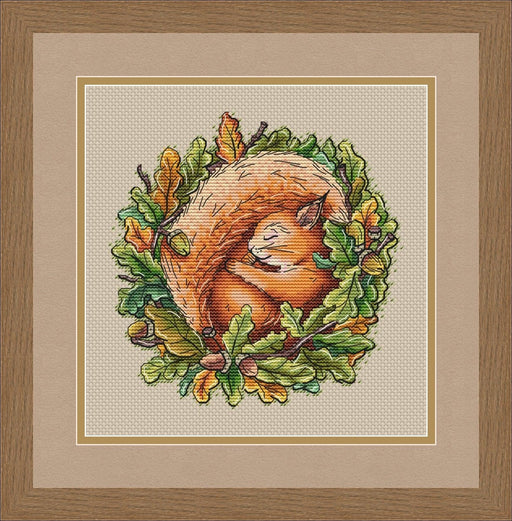 Sleeping Squirrel - PDF Cross Stitch Pattern - Wizardi